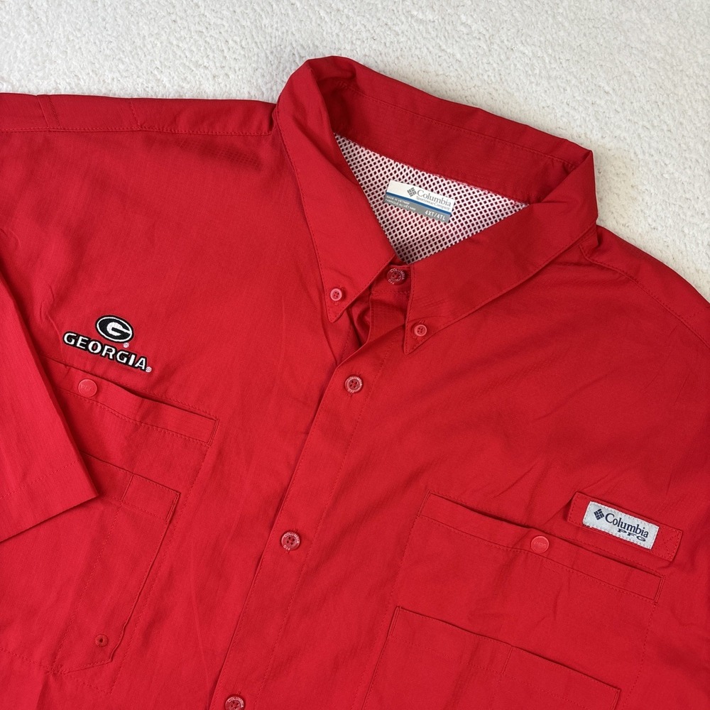 GEORGIA BULLDOGS x COLUMBIA Vented Shirt Men 4XLT UGA Red Fishing Lightweight SS